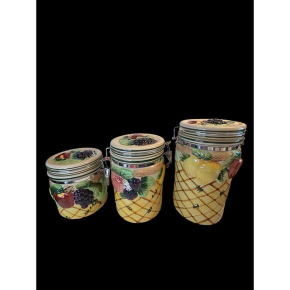 Vintage Fruit Canister 3 Piece Set - Picture 2 of 12